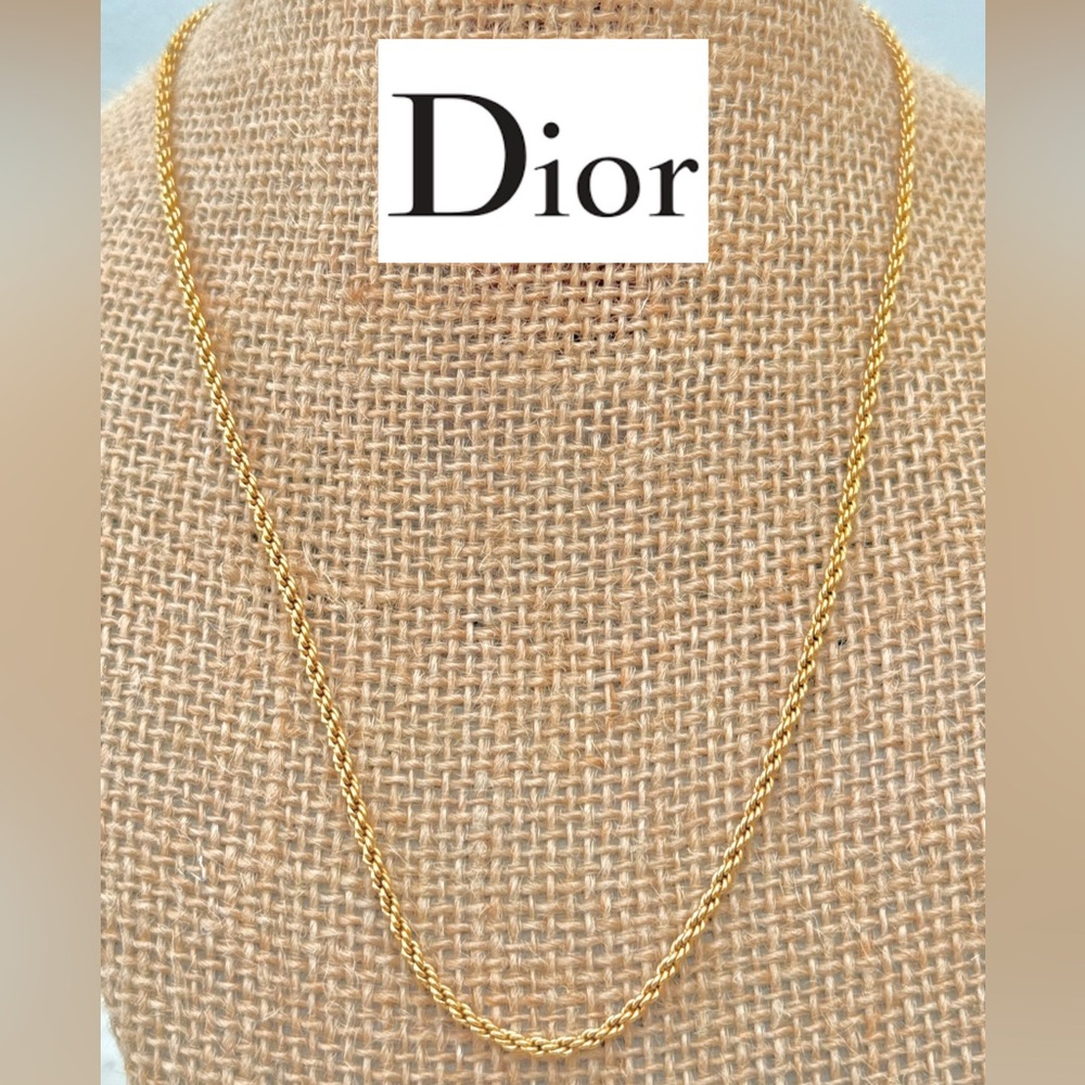 CHRISTIAN DIOR Gold Tone Rope Necklace